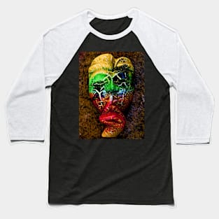 A Bali face mask on dark yellow background Baseball T-Shirt